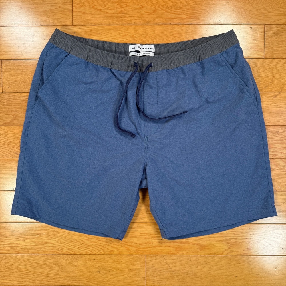 Deus‎ Ex Machina Mens Blue Heather Board Shorts Swim Trunks XXL Elastic Waist